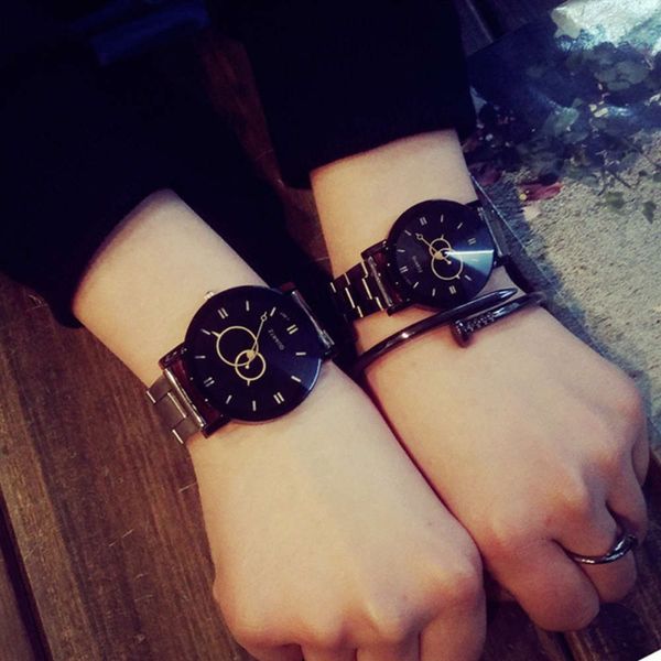 

and gourd needle steel band men's women's lovers watch, Slivery;brown