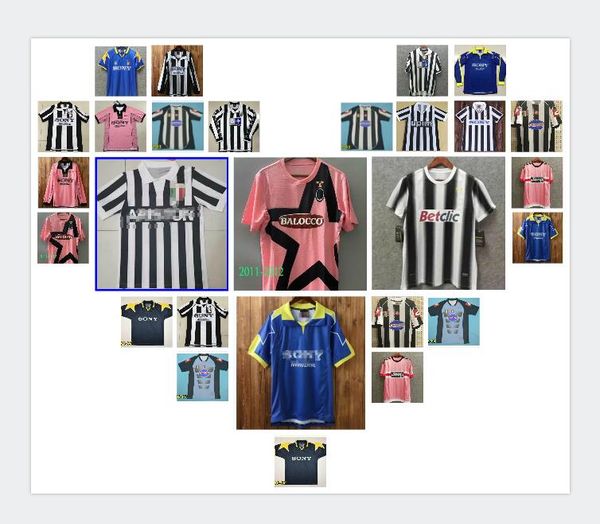 

ретро юве дель piero soccer jersey 84 85 92 95 96-97 98-99 02 03 11 zidane древний maillot davids старая рубашка, Black;yellow
