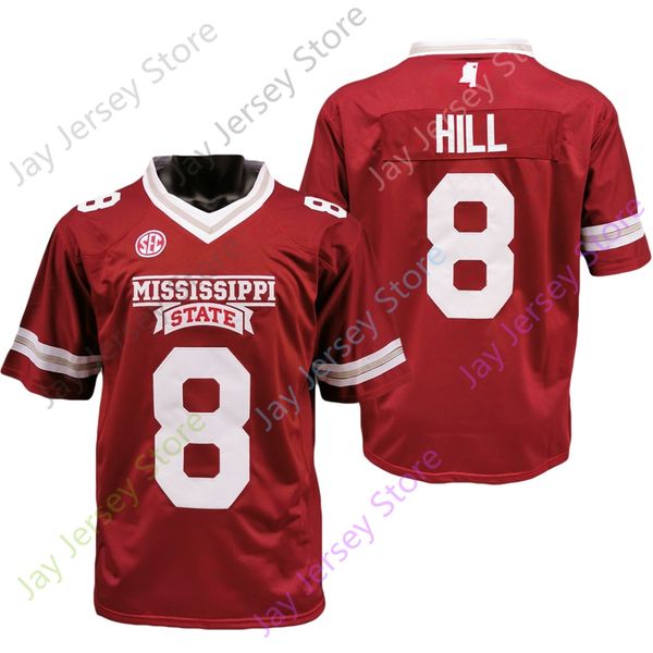

2020 new ncaa mississippi state bulldogs msu jerseys 8 kylin hill college football jersey red size youth adult, Black;red