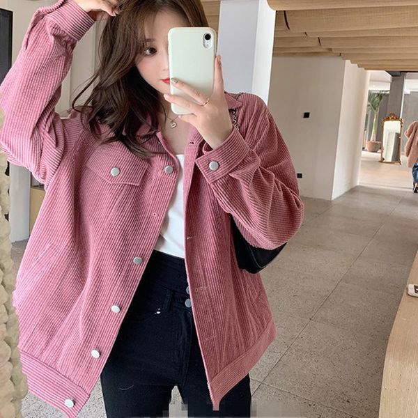 

women's jackets spring and autumn casual fashion jacket corduroy coat, Black;brown
