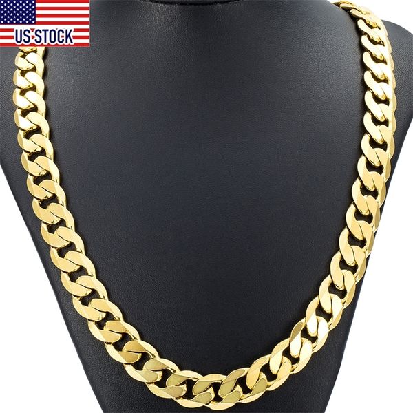 

davieslee mens necklace curb cuban chain gold filled jewelry party daily wear 12mm dlgn270 201014, Silver