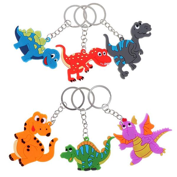 

6pcs/lot x cartoon dinosaur keychain pendant keyring dinosaur party decor kids gifts cute