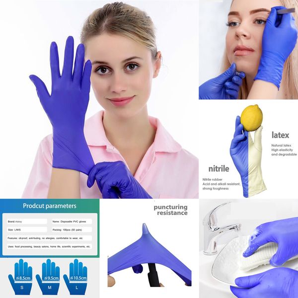 

gloves disposable gloves rubber latex nitrile 100pcs for home laboratory cleaning rubber multifunctional home tools 4kbcf27j q3aw