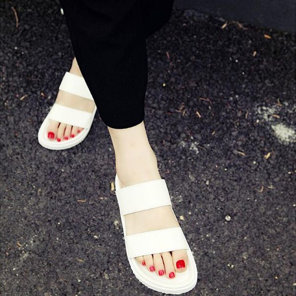 

sandals the summer slippers toe black s casual student shoes with flat bottom thick female harajuku wind tide