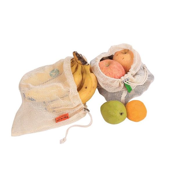 

reusable shopping bag organic cotton mesh grocery shopping bags vegetable fruit kids toy storage tote package 4 1fm l2