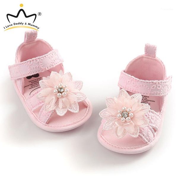 

new lace flower pearls princess baby sandals non-slip soft cotton soled summer newborn toddler baby girl shoes first walkers1, Black;red