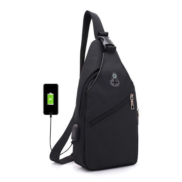 

multi-pocket male bags solid color chest pack usb charging headphone plug single shoulder messenger bag totes