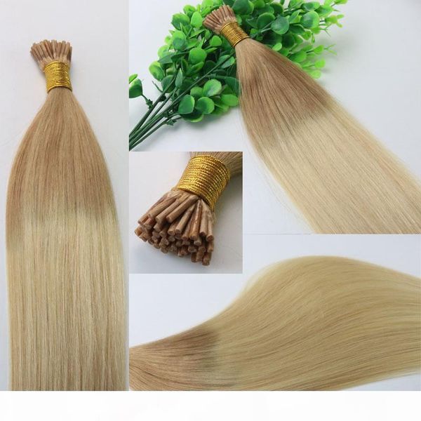 

двухцветное dip dye ombre hair 100strands 100g набор i стик наконечник волос pre-стружечных бразильский remy человеческих волос, Black