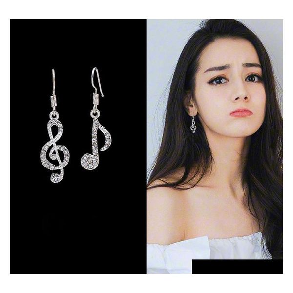 

geometric musical notes music asymmetrical earrings wholesa sqcmmy queen66, Silver