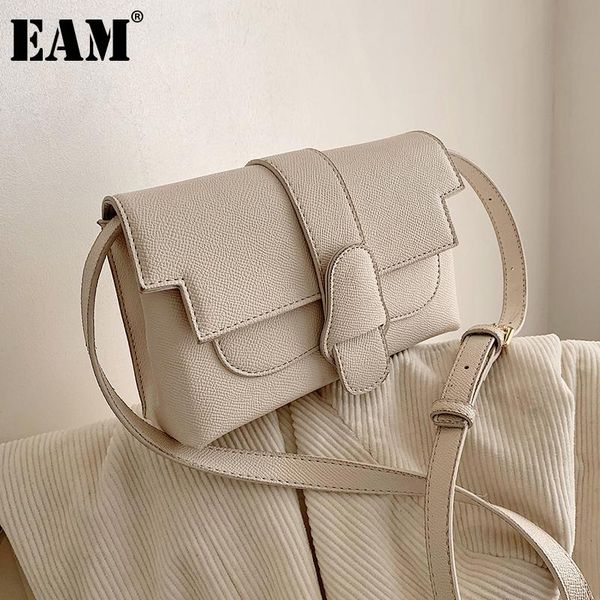 

cross body [eam] women white small square pu leather flap personality all-match crossbody shoulder bag fashion tide 2021 18a1180