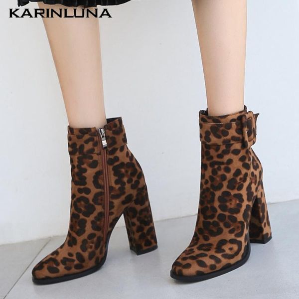 

karin brand new high heels plus size 43 leopard party ladies shoes ankle boots women, Black