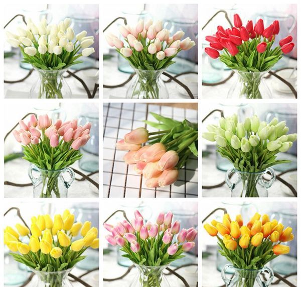 

home decor pu stunning holland mini tulip flower real touch wedding flower artificial flowers for party room home bbytoe sport77777