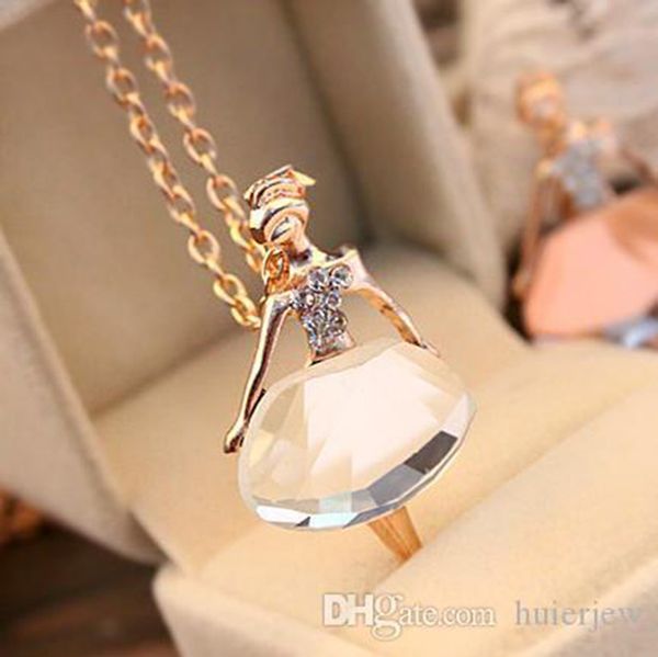 

statement necklaces fashion necklaces female ballet girl pendants long sweater chain necklaces, Silver
