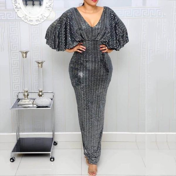 

summer club gray party women long pencil dresses tunic high waist backless female sequin glitter evening maxi dress, Black;gray
