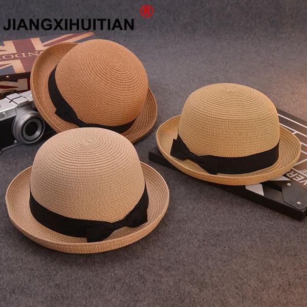 

оптовая lady канотье вс caps ribbon round flat top соломенной fedora панама летних шляп для женщин соломенная шляпка snapback gorras yxlbyv, Black;white