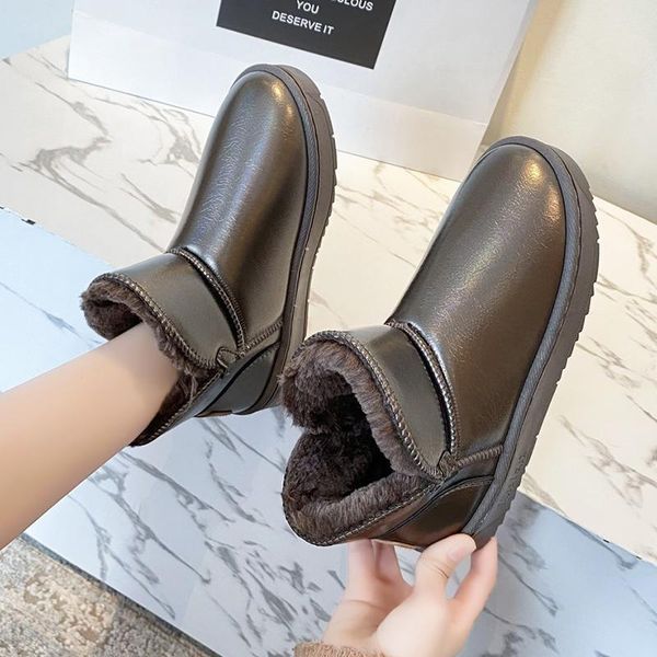 

водонепроницаемый цвет candy snow boots для женщин зима 2020 толстых длинных плюшевых платформы ботильонов женщин keep warm обуви botas, Black