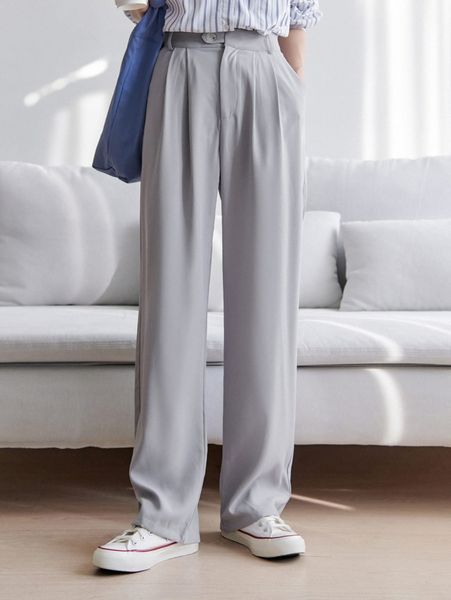 

dazy slant pocket fold pleated pants x4np#, Black;white