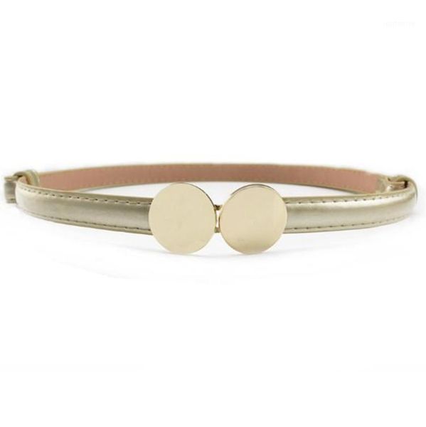

belts fashion belt white solid pu leather for women gold round buckle simple elegant adjust thin waistband dress1, Black;brown