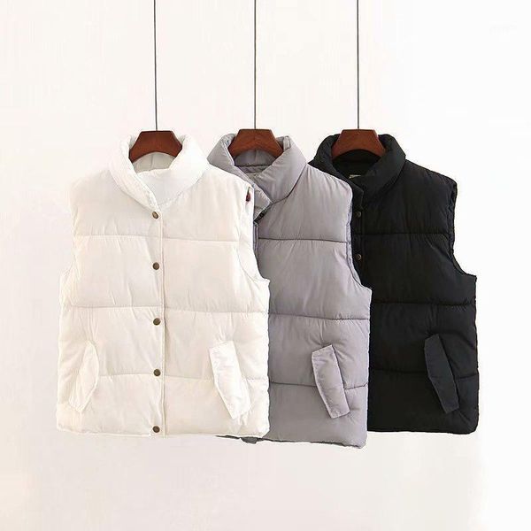 

autumn winter short vest waistcoat 2020 new fashion women sleeveless jacket coat cotton padded vest female1, Black;white