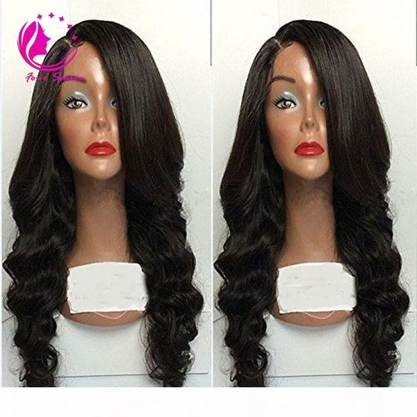 

100% brazillian body wave human hair lace front wig & glueless full lace wig full bangs for black women with baby hair, Black;brown