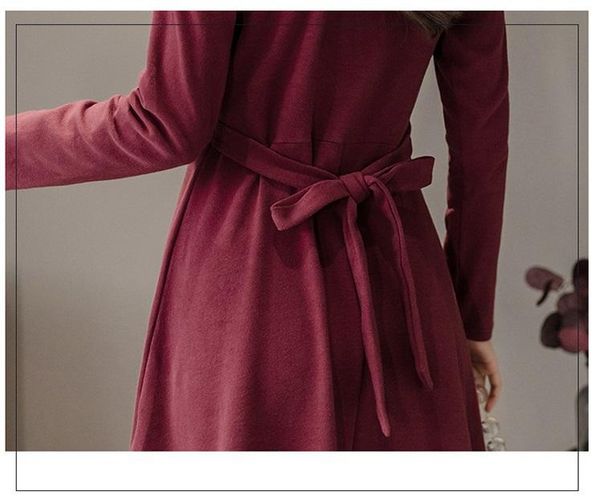 

pregnant autumn and winter clothing new high-necked female mom pregnant solid color cotton dress fashion babydoll dress, White