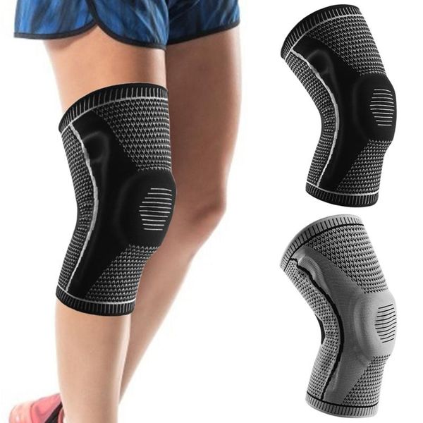 

1 pcs sports knee pad outdoor sports fitness compression knee pad anti-slip running knitted brace safety equipment, Black;gray