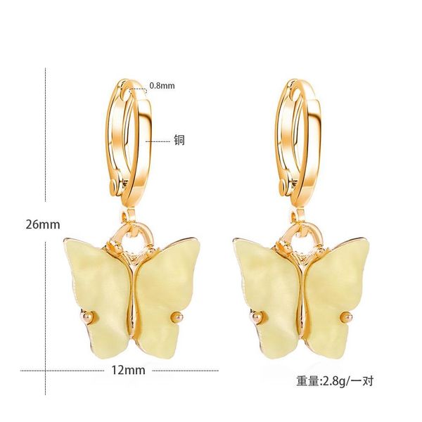 

2020 new colorful acrylic butterfly dangle earrings for women acetic acid plated statement hoop ear clip earring sqcukc dh_seller2010, Silver