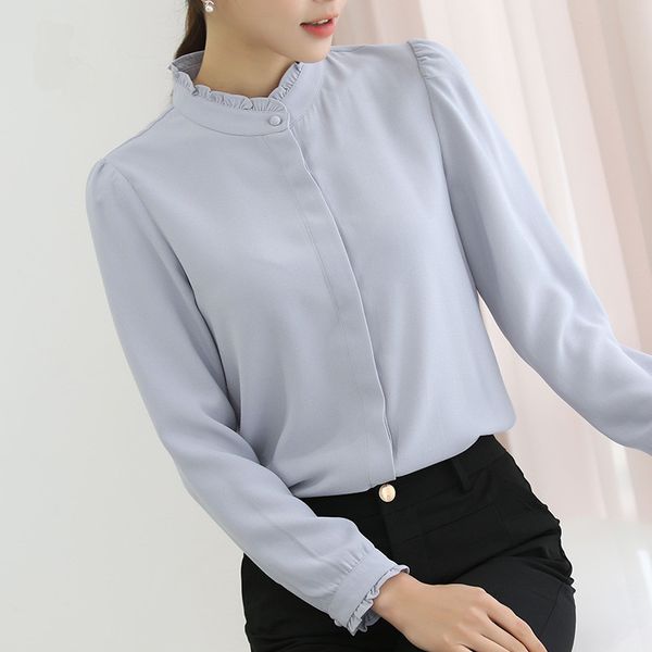 

2021 new female chiffon shirt winter tshirt add velvet senior casual spring thin dapper elegant ladies blouse wxf705 nvh9, White
