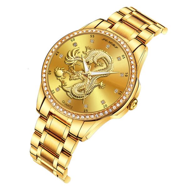 

dragon sanas senors golden men's embossed watch stainless steel quartz watch sn020-1, Slivery;brown