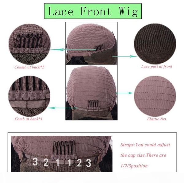 

full lace human hair wigs for women straight peruvian hair 130% density medium cap lace front wig, Black;brown