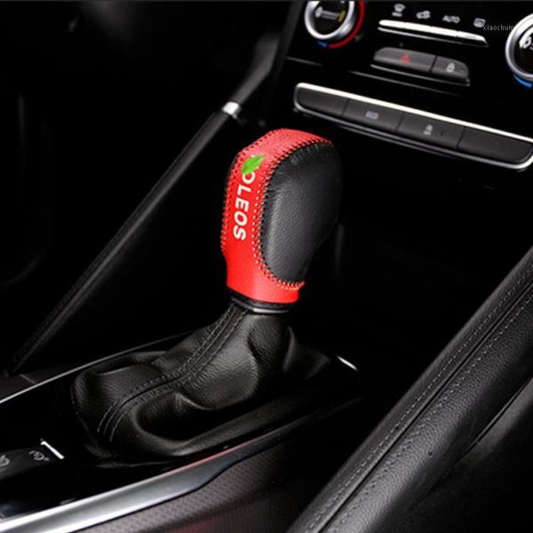 

foal bruning 1 piece black leather car gear head shift knob protection cover case for koleos 2017 2018 accessories1
