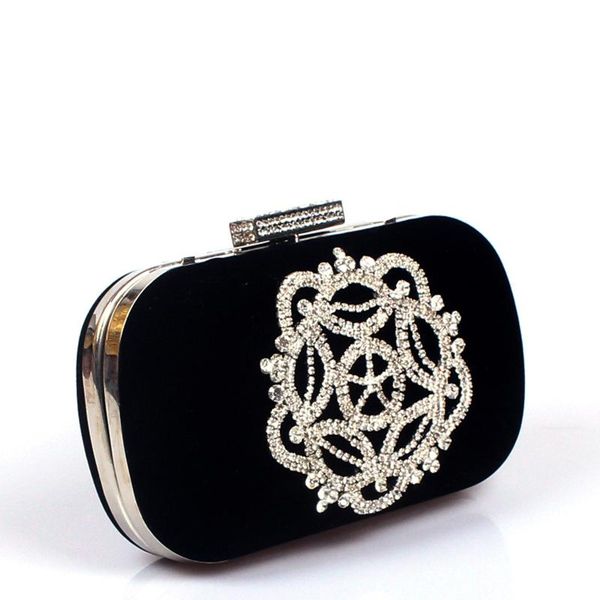 

evening bags diamonds velvet women bag day clutches small purse crystal black/red candy color tote
