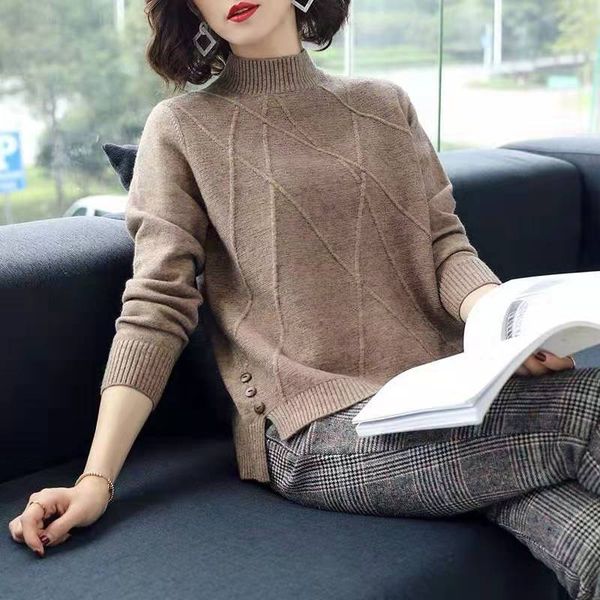 

2021 new camisola de gola alta feminina outono curto pullovers 2zj3, White;black