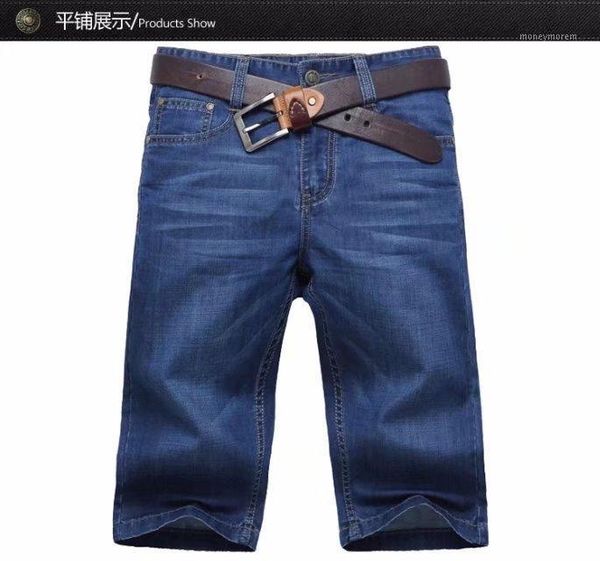 

summer selling men's knee-length denim shorts slim fit youth straight-cut versatile men's trousers thin large size fifth pan1, Blue