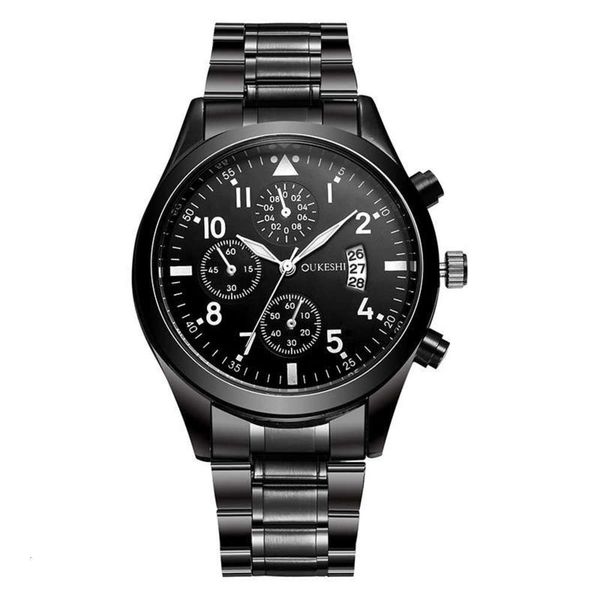 

high waterproof three eyes oukeshi calendar quality oxys steel watch band for men and women, Slivery;brown