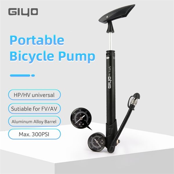 GIYO GS-41P 300PSI Bomba de choque de bicicleta MTB FILHO / SUSPENSÃO TRASEIRA MANDO COM INFLAÇÃO DE BIGUEIRO DE PRESSÃO 220225