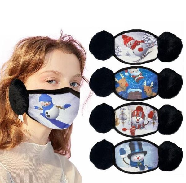 

dhlchristmas design cartoon face mask cover 2 in 1 earmuff windproof protective thick warm mouth masks winter mouth-muffle earflap