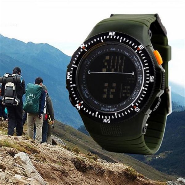 

waterproof sport watch student fashion outdoor climbing multi-functional electronic watch men watch four colors available, Slivery;brown