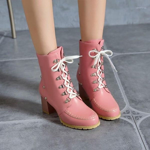 

women ankle boots plus size 22-28 cm european and american motorcycle boots rivet lace-up for women winter black1, Black