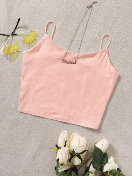 

solid crop cami j8xa#, White