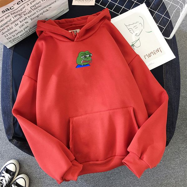 

sad tearing frog print hoodies women graphic funny hooded sweatshirts harajuku hip hop hoodie sweatshirt female casual hoodies 201104, Black