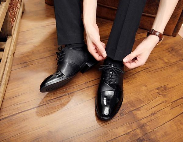 

luxury business oxford leather shoes men breathable rubber formal dress shoes male office wedding flats footwear mocassin homme, Black