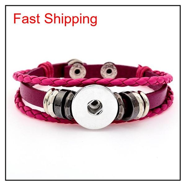 

multilayer leather bracelet noosa chunk 18mm metal button bracelet ginger snap button statement jewelry wholesale qylbwy bde_home, Golden;silver