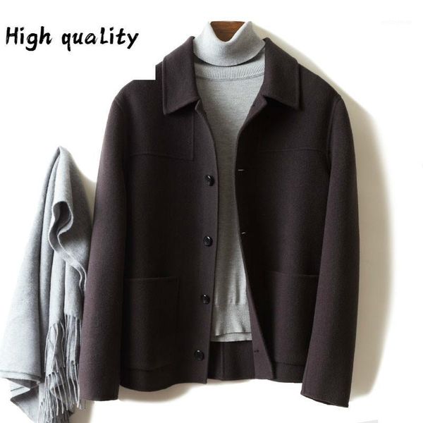 

wool men's jacket 2020 spring cashmere jacket men overcoat clothes korean mens coats and jackets casaco masculino kj1, Black