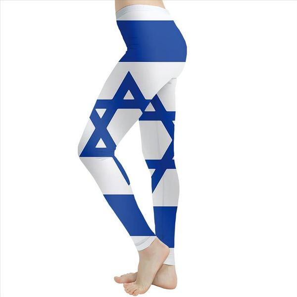 

brand geometric leggings women blue elastic israel flag printed pants gothic spandex sport womens leggings pants, Black