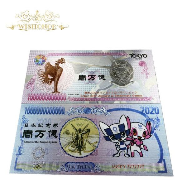

10pcs lot lucky 777 color japan tokyo 2020 olympics games gold silver banknote one trillion banknotes money for collection sqcich pingtoy