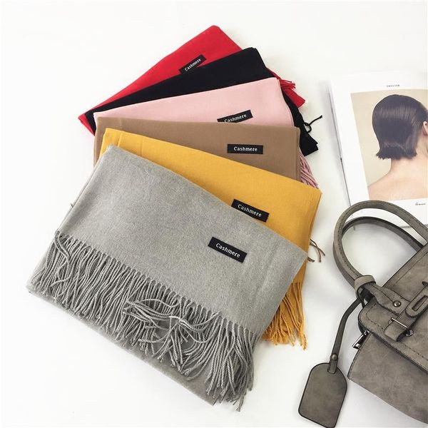 

cokk women winter scarves with tassel solid color cashmere thick warm scarf female shawl lady wraps bandana collar swy jllcfv, Blue;gray