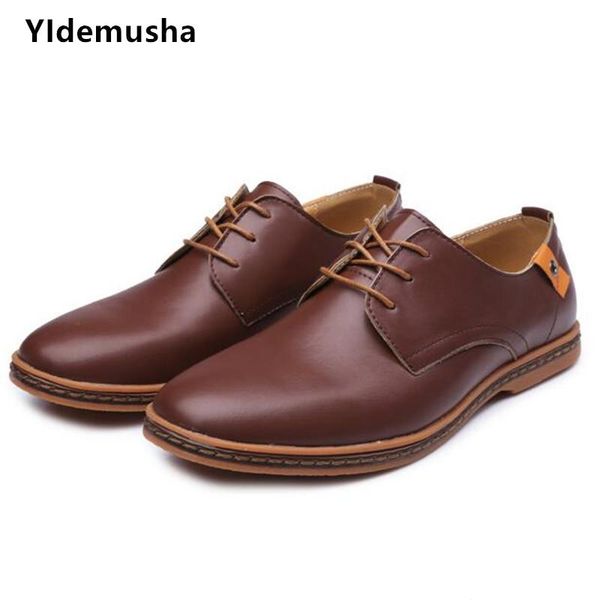 

2020 new men dress shoes formal business work soft pu leather round toe for man male men's casual oxford flats big size 38-48, Black