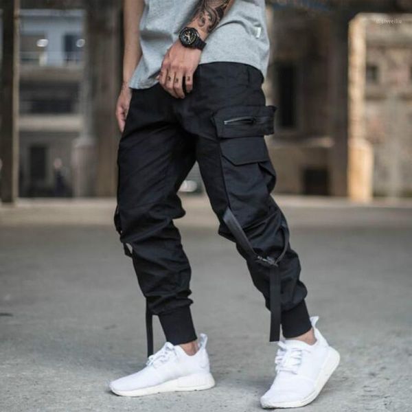 

running pants joggers sports jogging men multi-pocket casual trousers men's fitness training1, Black;blue