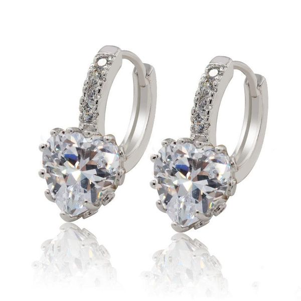 

mxgxfam sunshine heart earrings hoops fashion jewelry to women white gold color made by environmental brass, Golden;silver